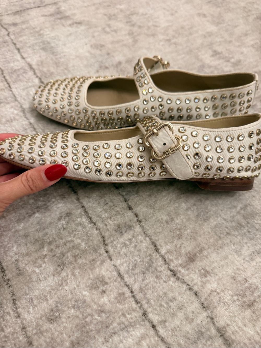 Sam Edelman Ivory Rhinestone Mary Jane Flats - Picture 5 of 10